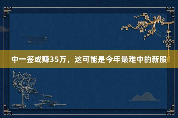 中一签或赚35万，这可能是今年最难中的新股