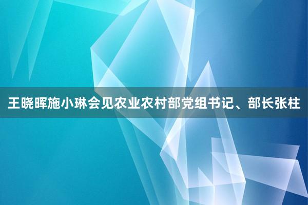 王晓晖施小琳会见农业农村部党组书记、部长张柱