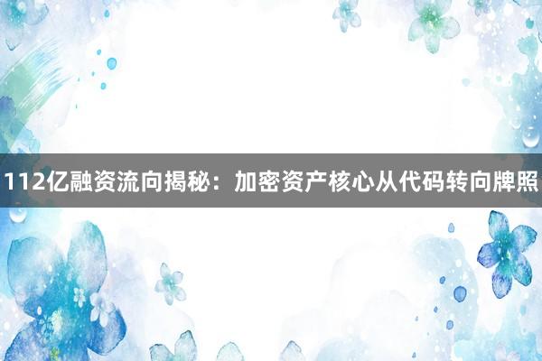 112亿融资流向揭秘：加密资产核心从代码转向牌照