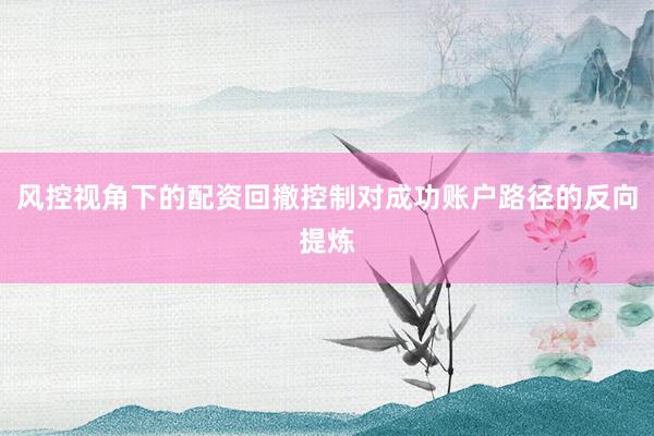 风控视角下的配资回撤控制对成功账户路径的反向提炼