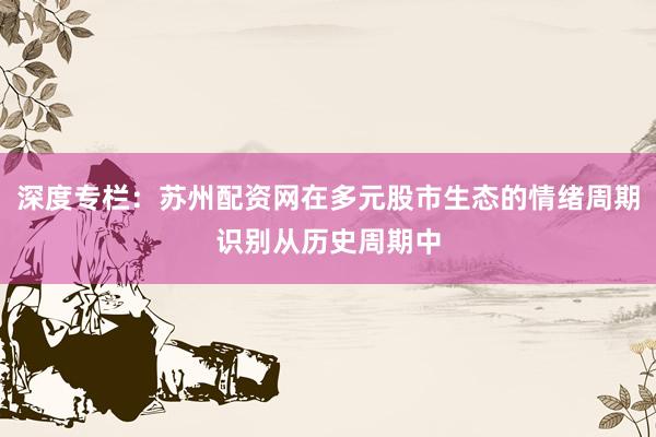 深度专栏：苏州配资网在多元股市生态的情绪周期识别从历史周期中