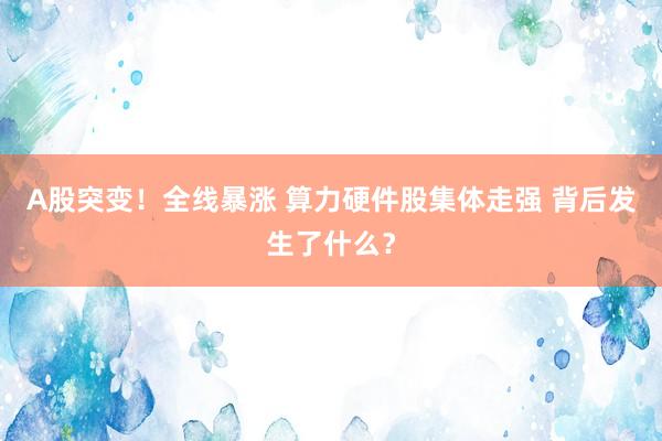 A股突变！全线暴涨 算力硬件股集体走强 背后发生了什么？