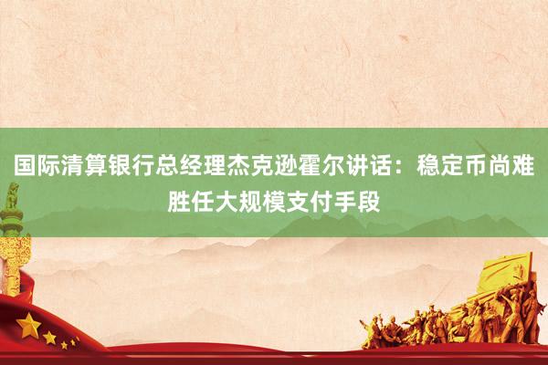 国际清算银行总经理杰克逊霍尔讲话：稳定币尚难胜任大规模支付手段
