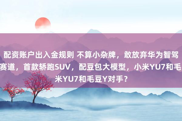 配资账户出入金规则 不算小杂牌，敢放弃华为智驾，另辟新赛道，首款轿跑SUV，配豆包大模型，小米YU7和毛豆Y对手？