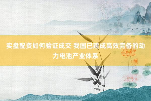 实盘配资如何验证成交 我国已建成高效完备的动力电池产业体系