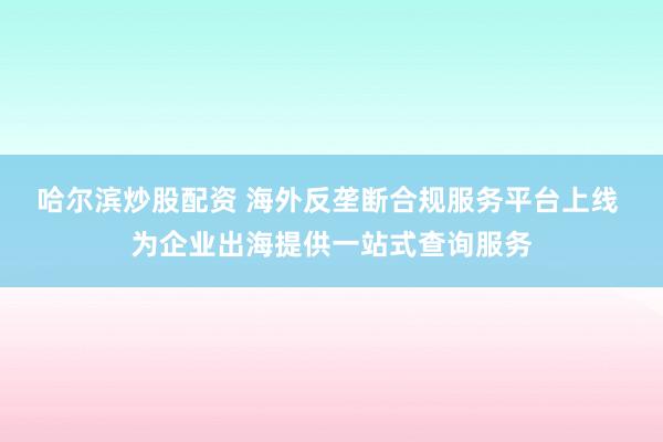 哈尔滨炒股配资 海外反垄断合规服务平台上线 为企业出海提供一站式查询服务